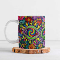 Psychedelic Visionary Woman Hippie Ceramic Mug Tune In, Turn On, Drop Out - Flower Power Awakening