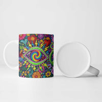 Psychedelic Visionary Woman Hippie Ceramic Mug Tune In, Turn On, Drop Out - Flower Power Awakening
