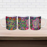 Psychedelic Visionary Woman Hippie Ceramic Mug Tune In, Turn On, Drop Out - Flower Power Awakening