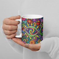 Psychedelic Visionary Woman Hippie Ceramic Mug Tune In, Turn On, Drop Out - Flower Power Awakening