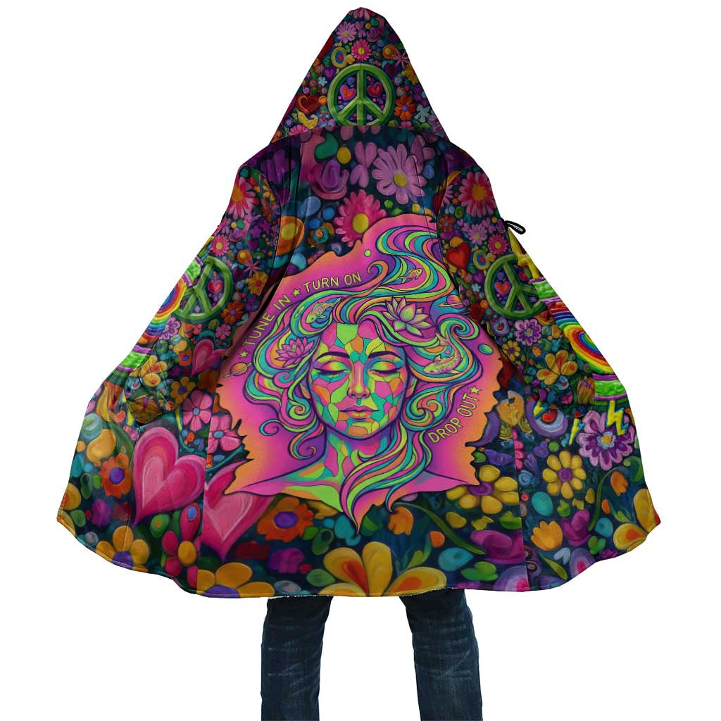Psychedelic Visionary Woman Hippie Cloak Tune In, Turn On, Drop Out - Flower Power Awakening