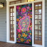 Psychedelic Visionary Woman Hippie Door Cover Tune In, Turn On, Drop Out - Flower Power Awakening