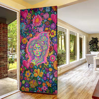 Psychedelic Visionary Woman Hippie Door Cover Tune In, Turn On, Drop Out - Flower Power Awakening