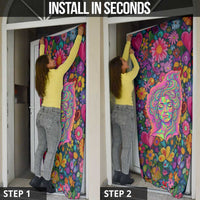 Psychedelic Visionary Woman Hippie Door Cover Tune In, Turn On, Drop Out - Flower Power Awakening