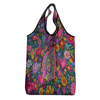 Psychedelic Visionary Woman Hippie Grocery Bag Tune In, Turn On, Drop Out - Flower Power Awakening