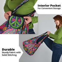 Psychedelic Visionary Woman Hippie Grocery Bag Tune In, Turn On, Drop Out - Flower Power Awakening