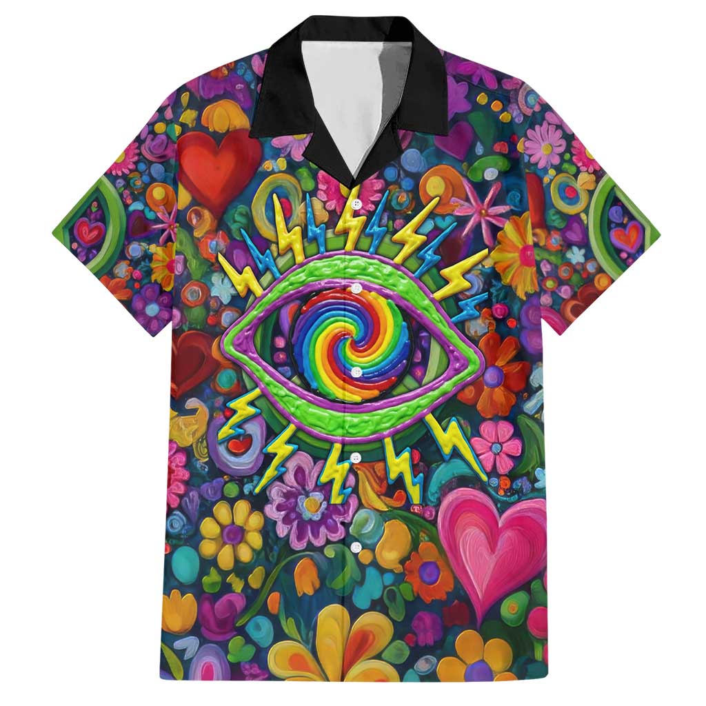 Psychedelic Visionary Woman Hippie Hawaiian Shirt Tune In, Turn On, Drop Out - Flower Power Awakening