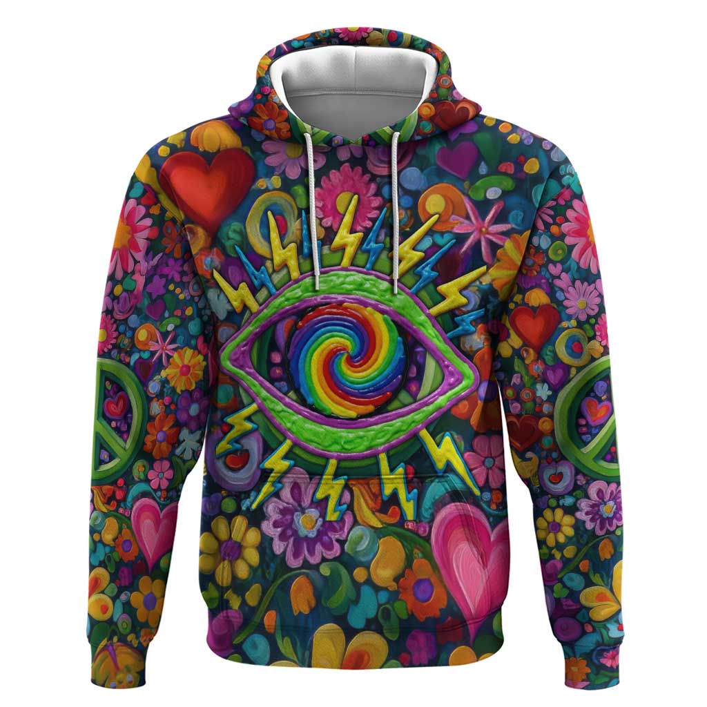 Psychedelic Visionary Woman Hippie Hoodie Tune In, Turn On, Drop Out - Flower Power Awakening
