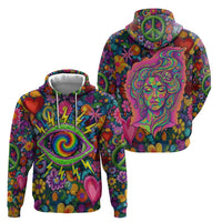 Psychedelic Visionary Woman Hippie Hoodie Tune In, Turn On, Drop Out - Flower Power Awakening