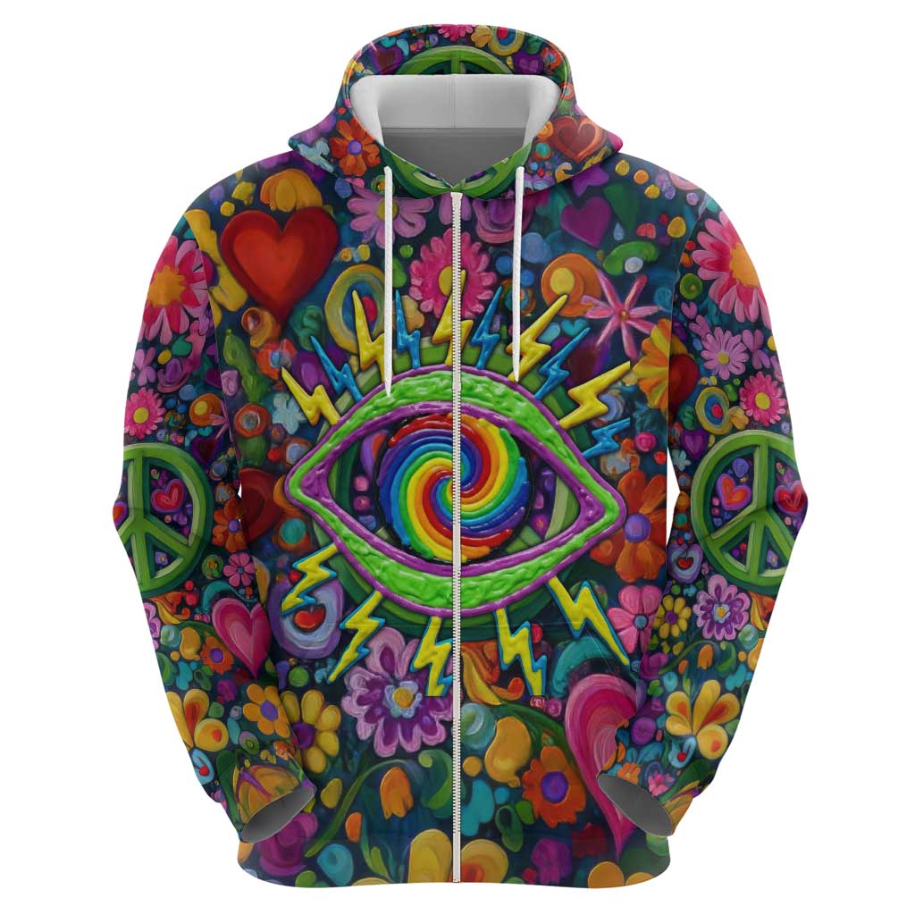 Psychedelic Visionary Woman Hippie Hoodie Tune In, Turn On, Drop Out - Flower Power Awakening