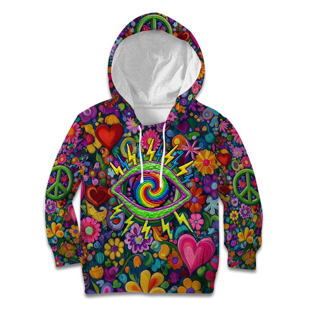 Psychedelic Visionary Woman Hippie Kid Hoodie Tune In, Turn On, Drop Out - Flower Power Awakening