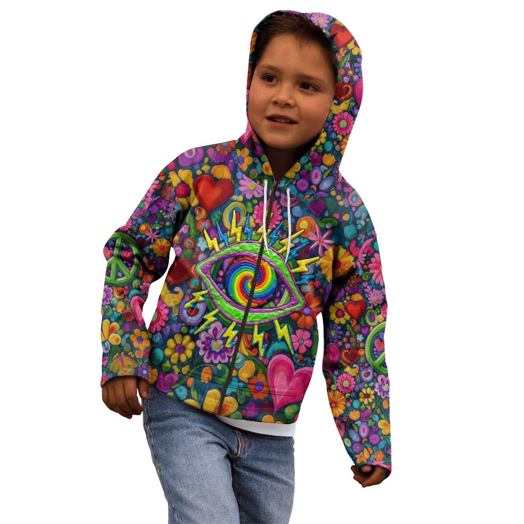 Psychedelic Visionary Woman Hippie Kid Hoodie Tune In, Turn On, Drop Out - Flower Power Awakening