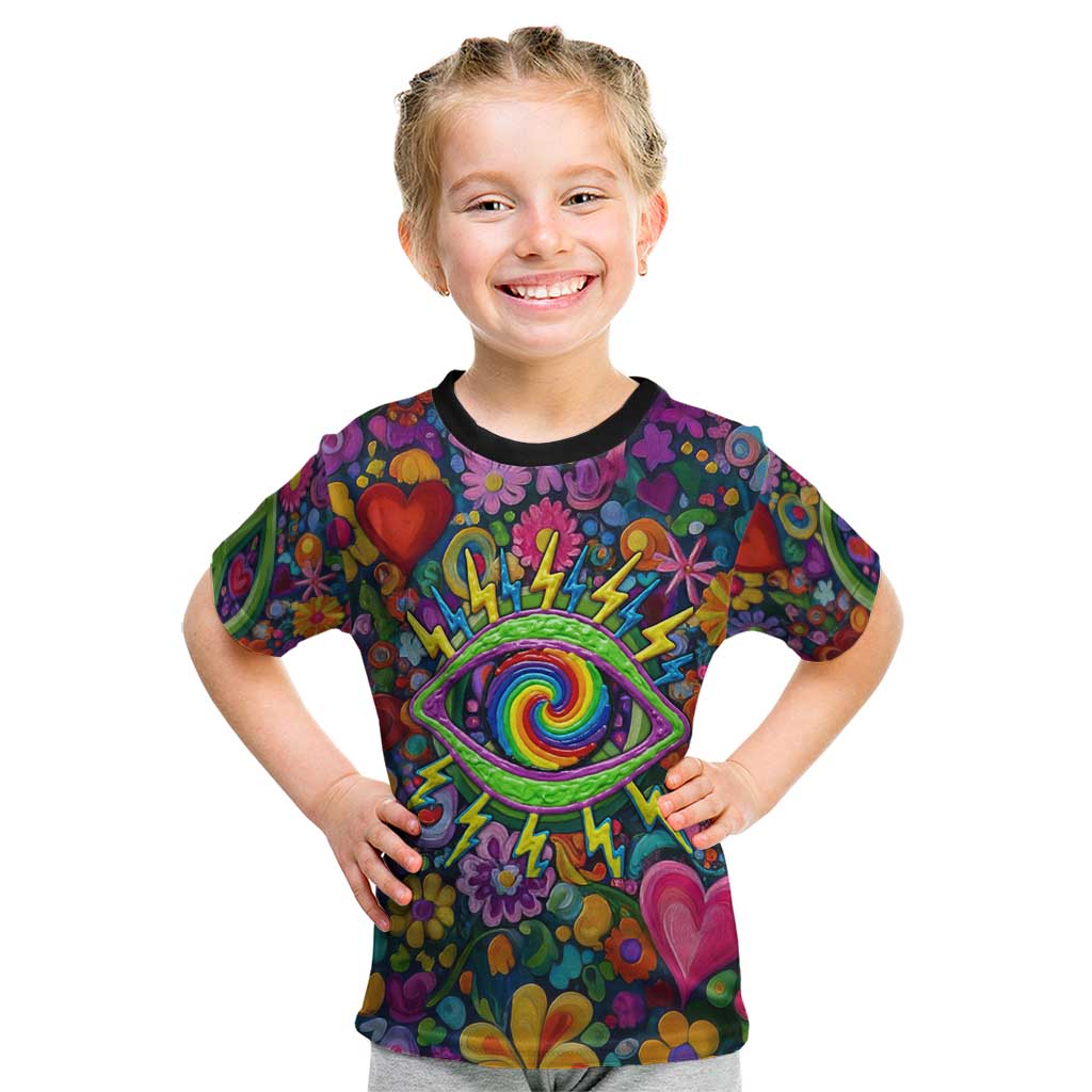 Psychedelic Visionary Woman Hippie Kid T Shirt Tune In, Turn On, Drop Out - Flower Power Awakening