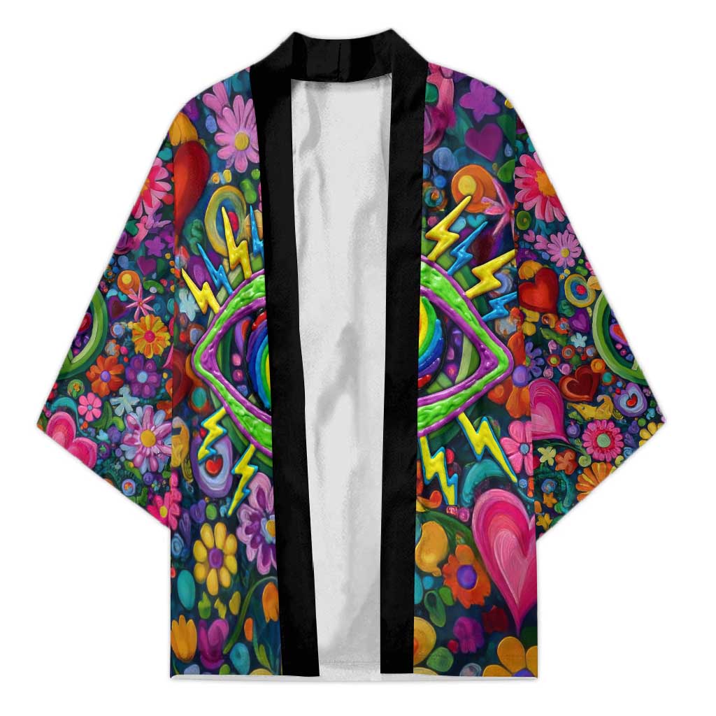 Psychedelic Visionary Woman Hippie Kimono Tune In, Turn On, Drop Out - Flower Power Awakening
