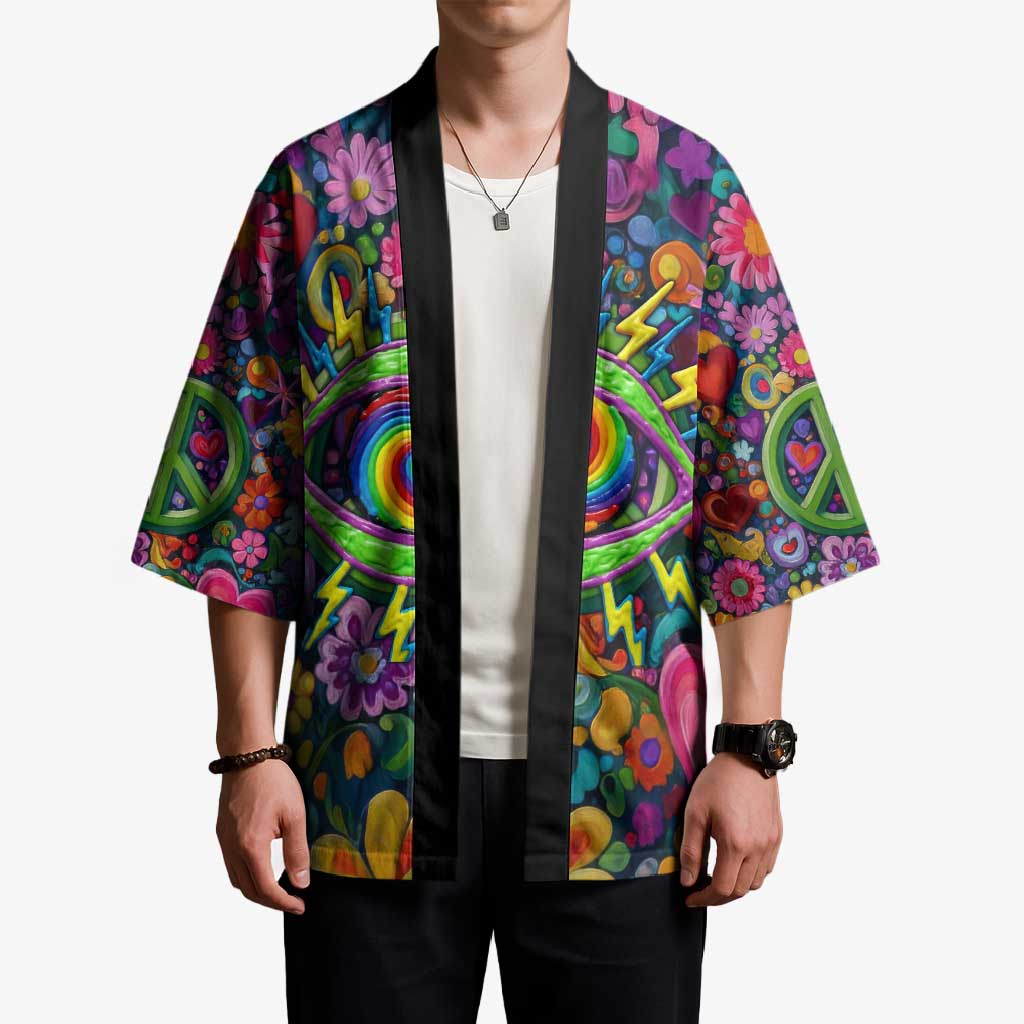 Psychedelic Visionary Woman Hippie Kimono Tune In, Turn On, Drop Out - Flower Power Awakening