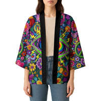Psychedelic Visionary Woman Hippie Kimono Tune In, Turn On, Drop Out - Flower Power Awakening