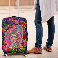 Psychedelic Visionary Woman Hippie Luggage Cover Tune In, Turn On, Drop Out - Flower Power Awakening