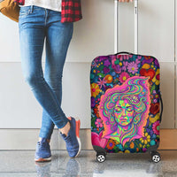 Psychedelic Visionary Woman Hippie Luggage Cover Tune In, Turn On, Drop Out - Flower Power Awakening