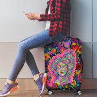 Psychedelic Visionary Woman Hippie Luggage Cover Tune In, Turn On, Drop Out - Flower Power Awakening