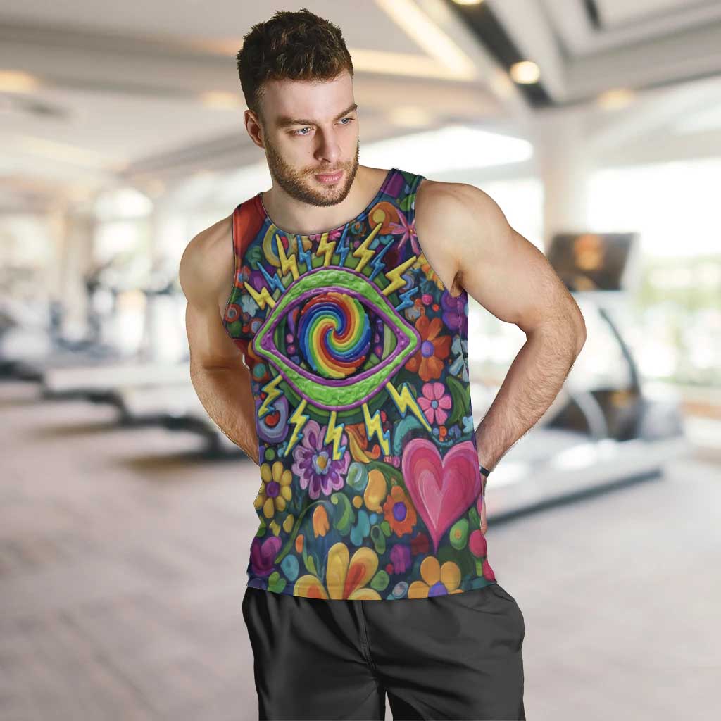 Psychedelic Visionary Woman Hippie Men Tank Top Tune In, Turn On, Drop Out - Flower Power Awakening
