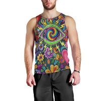 Psychedelic Visionary Woman Hippie Men Tank Top Tune In, Turn On, Drop Out - Flower Power Awakening