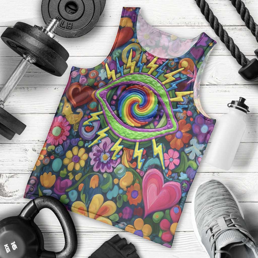 Psychedelic Visionary Woman Hippie Men Tank Top Tune In, Turn On, Drop Out - Flower Power Awakening