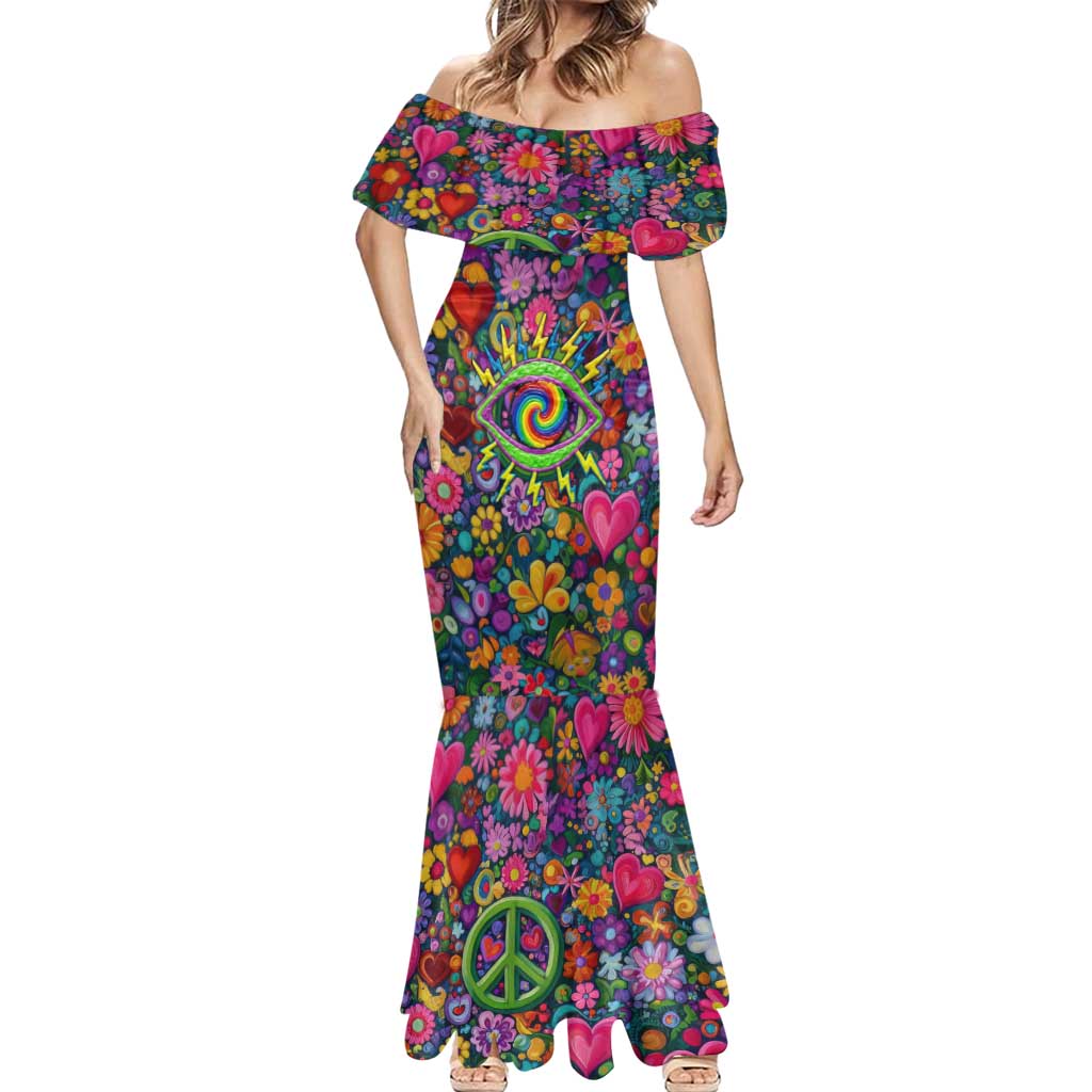 Psychedelic Visionary Woman Hippie Mermaid Dress Tune In, Turn On, Drop Out - Flower Power Awakening