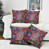 Psychedelic Visionary Woman Hippie Pillow Cover Tune In, Turn On, Drop Out - Flower Power Awakening