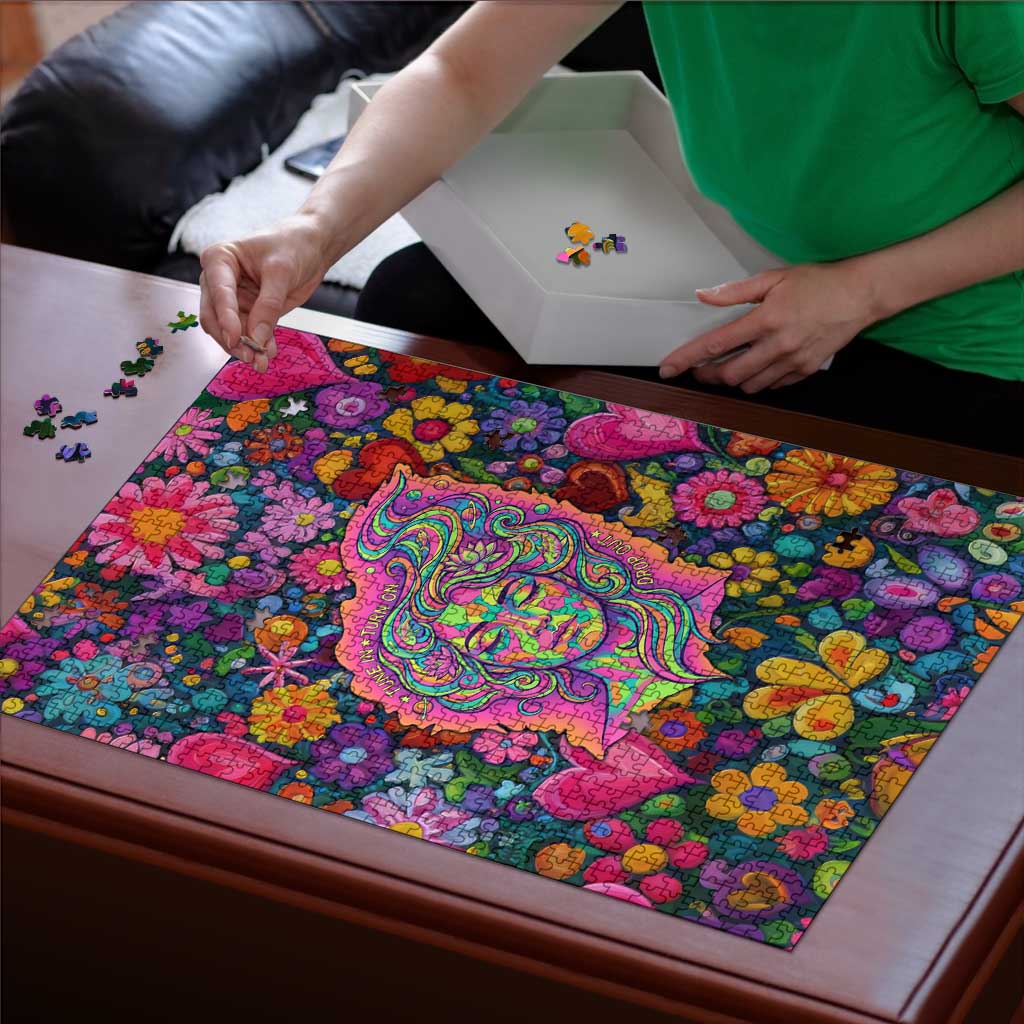 Psychedelic Visionary Woman Hippie Puzzle Tune In, Turn On, Drop Out - Flower Power Awakening
