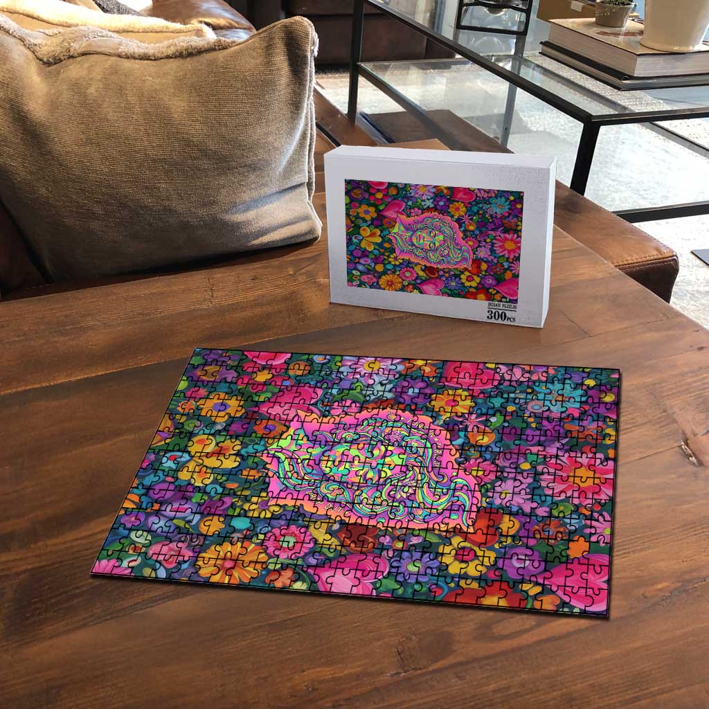 Psychedelic Visionary Woman Hippie Puzzle Tune In, Turn On, Drop Out - Flower Power Awakening