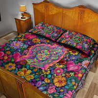 Psychedelic Visionary Woman Hippie Quilt Bed Set Tune In, Turn On, Drop Out - Flower Power Awakening