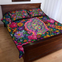 Psychedelic Visionary Woman Hippie Quilt Bed Set Tune In, Turn On, Drop Out - Flower Power Awakening