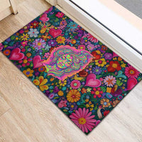 Psychedelic Visionary Woman Hippie Rubber Doormat Tune In, Turn On, Drop Out - Flower Power Awakening