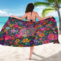 Psychedelic Visionary Woman Hippie Sarong Tune In, Turn On, Drop Out - Flower Power Awakening