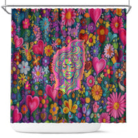 Psychedelic Visionary Woman Hippie Shower Curtain Tune In, Turn On, Drop Out - Flower Power Awakening