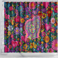 Psychedelic Visionary Woman Hippie Shower Curtain Tune In, Turn On, Drop Out - Flower Power Awakening