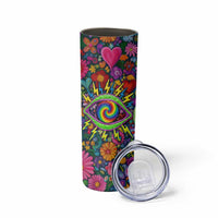 Psychedelic Visionary Woman Hippie Skinny Tumbler Tune In, Turn On, Drop Out - Flower Power Awakening