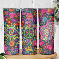 Psychedelic Visionary Woman Hippie Skinny Tumbler Tune In, Turn On, Drop Out - Flower Power Awakening