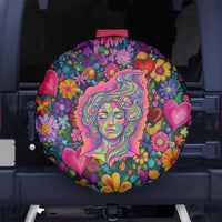 Psychedelic Visionary Woman Hippie Spare Tire Cover Tune In, Turn On, Drop Out - Flower Power Awakening