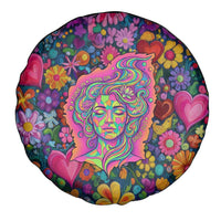 Psychedelic Visionary Woman Hippie Spare Tire Cover Tune In, Turn On, Drop Out - Flower Power Awakening