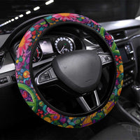 Psychedelic Visionary Woman Hippie Steering Wheel Cover Tune In, Turn On, Drop Out - Flower Power Awakening