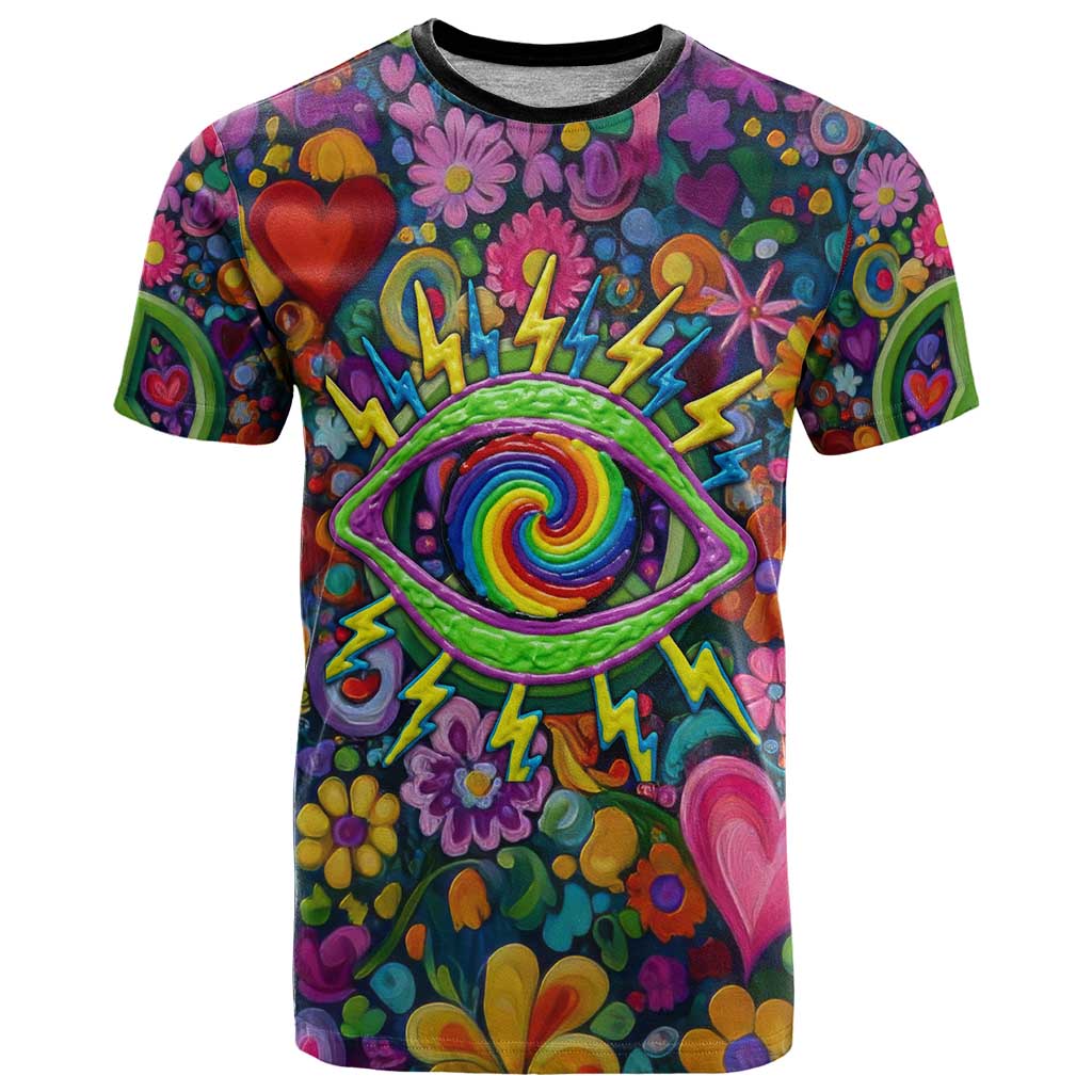 Psychedelic Visionary Woman Hippie T Shirt Tune In, Turn On, Drop Out - Flower Power Awakening