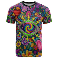 Psychedelic Visionary Woman Hippie T Shirt Tune In, Turn On, Drop Out - Flower Power Awakening