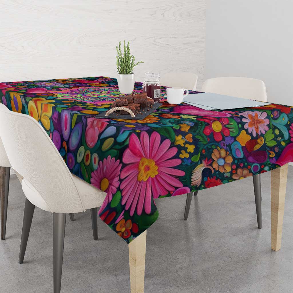 Psychedelic Visionary Woman Hippie Tablecloth Tune In, Turn On, Drop Out - Flower Power Awakening