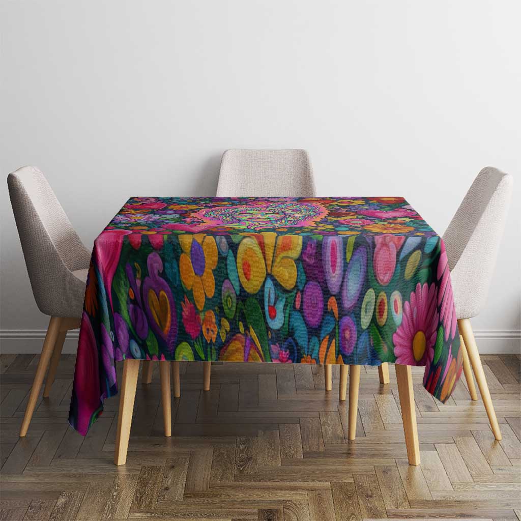 Psychedelic Visionary Woman Hippie Tablecloth Tune In, Turn On, Drop Out - Flower Power Awakening