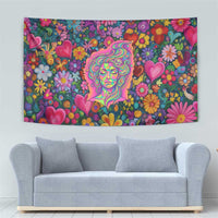 Psychedelic Visionary Woman Hippie Tapestry Tune In, Turn On, Drop Out - Flower Power Awakening