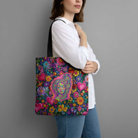 Psychedelic Visionary Woman Hippie Tote Bag Tune In, Turn On, Drop Out - Flower Power Awakening
