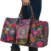 Psychedelic Visionary Woman Hippie Travel Bag Tune In, Turn On, Drop Out - Flower Power Awakening
