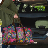 Psychedelic Visionary Woman Hippie Travel Bag Tune In, Turn On, Drop Out - Flower Power Awakening