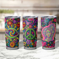 Psychedelic Visionary Woman Hippie Tumbler Cup Tune In, Turn On, Drop Out - Flower Power Awakening